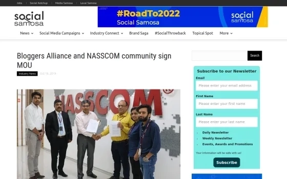 Bloggers Alliance and NASSCOM community sign MOU