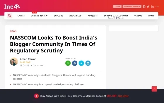 NASSCOM Looks To Boost India’s Blogger Community In Times Of Regulatory Scrutiny