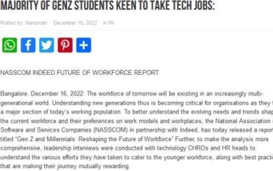 MAJORITY OF GENZ STUDENTS KEEN TO TAKE TECH JOBS