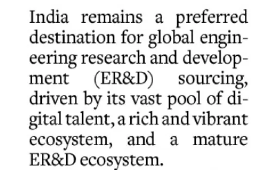 India to contribute 22% to the global ER&D sourcing market by FY30