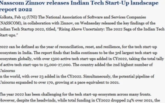 Nasscom Zinnov releases Indian Tech Start-Up landscape report 2022