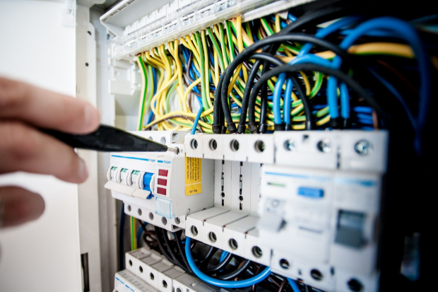 A technician checking a system