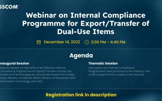 NASSCOM Webinar on Internal Compliance Programme (ICP) For Export/Transfer of Dual-Use Items