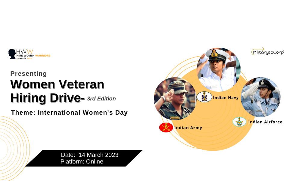 Women Veteran Hiring Drive- 14 March 2023- An initiative by MilitaryToCorp