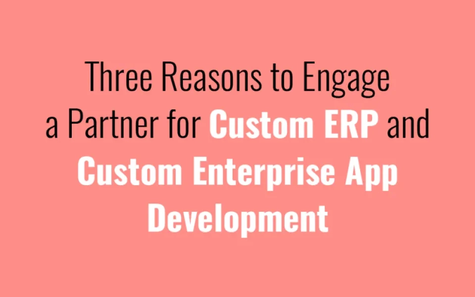  Three Reasons to Engage a Partner for Custom ERP and Custom Enterprise App Development