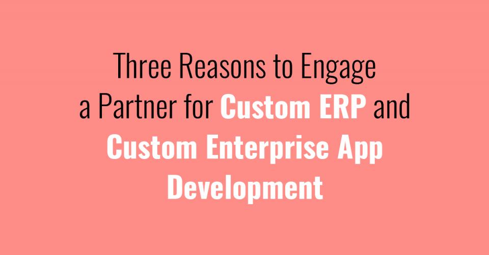  Three Reasons to Engage a Partner for Custom ERP and Custom Enterprise App Development