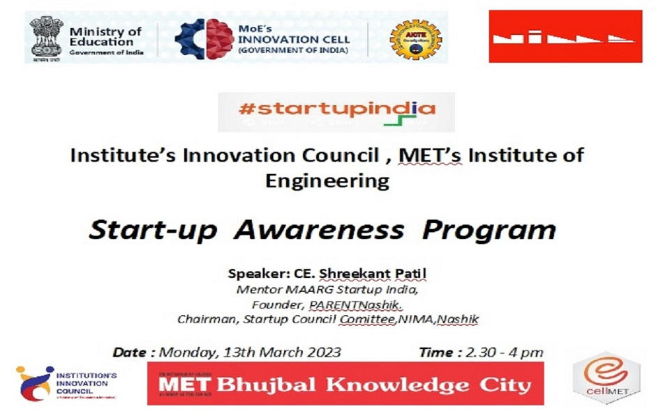 Startup India Awareness Program at MET COE, Nashik